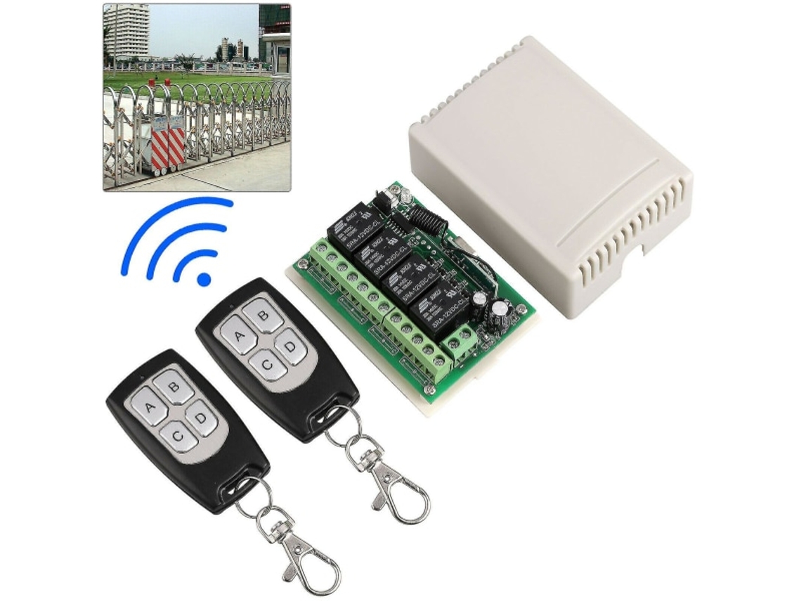 Interruptor De Relé Controle Remoto Sem Fio Rf 4 Canais E 443 Mhz Com 2 Receptores, Fa6