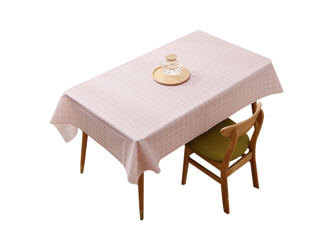 5 Peças de Toalha de Mesa Retangular Toalha de Mesa de Plástico Xadrez À Prova D'Água Rosa Capas de Mesa À Prova de Óleo para Jantar/Festa 90X137Cm