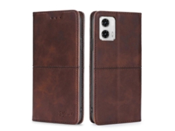 Capa De Couro Com Textura De Vaca E Fecho Magnético Horizontal Para Motorola Moto G73 5g