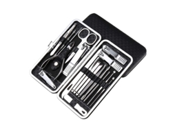 Kit de Manicure e Pedicure 19 em 1 com Aparadores de Unhas e Tesouras de Brows em Aço Inoxidável