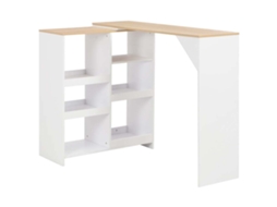 Vidaxl Mesa De Bar Com Prateleira Movível Branco 138x39x110 Cm