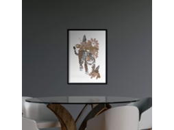 Conjunto De Pôsteres De Animais Da Selva. Girafa De Leopardo Com Design De Animais, Flores E Plantas Da Selva. Sem Quadro