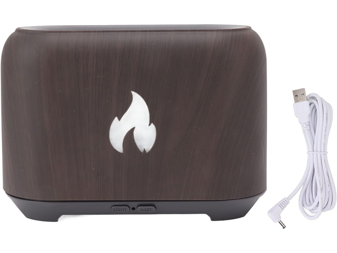 Difusor De Chama 130 Ml, Umidificador Usb Com 7 Cores Luzes Led