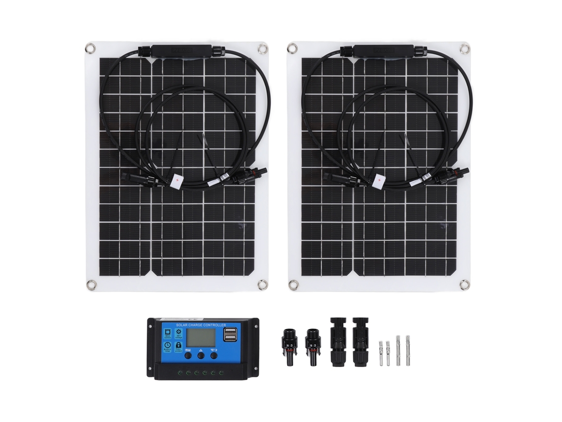 Painel Solar Flexível Monocristalino 30w com Controlador 50a para Bateria 12v | S/MARCA