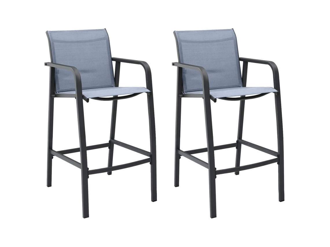 Cadeiras De Bar Para Jardim 2 Pcs Textilene Cinzento Dkd Home Decor