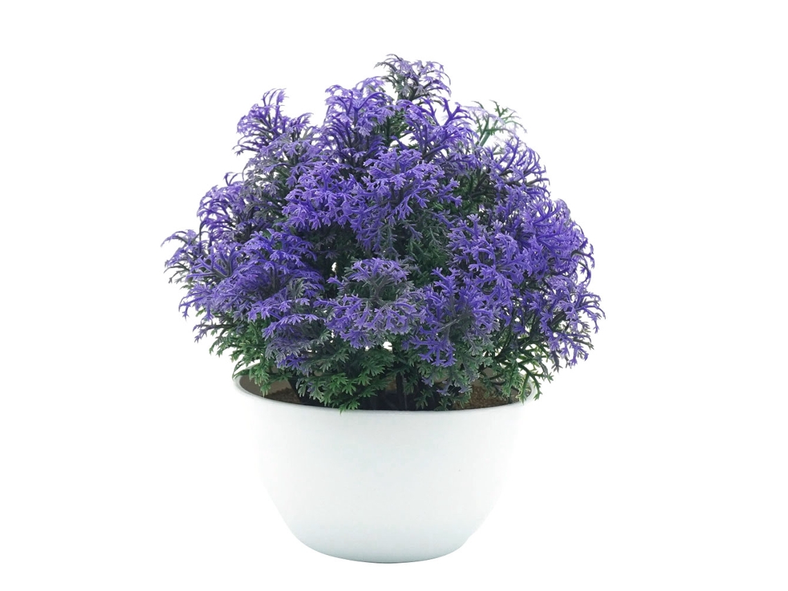Planta artificial em vaso para decoração de casa e escritório (roxa)
