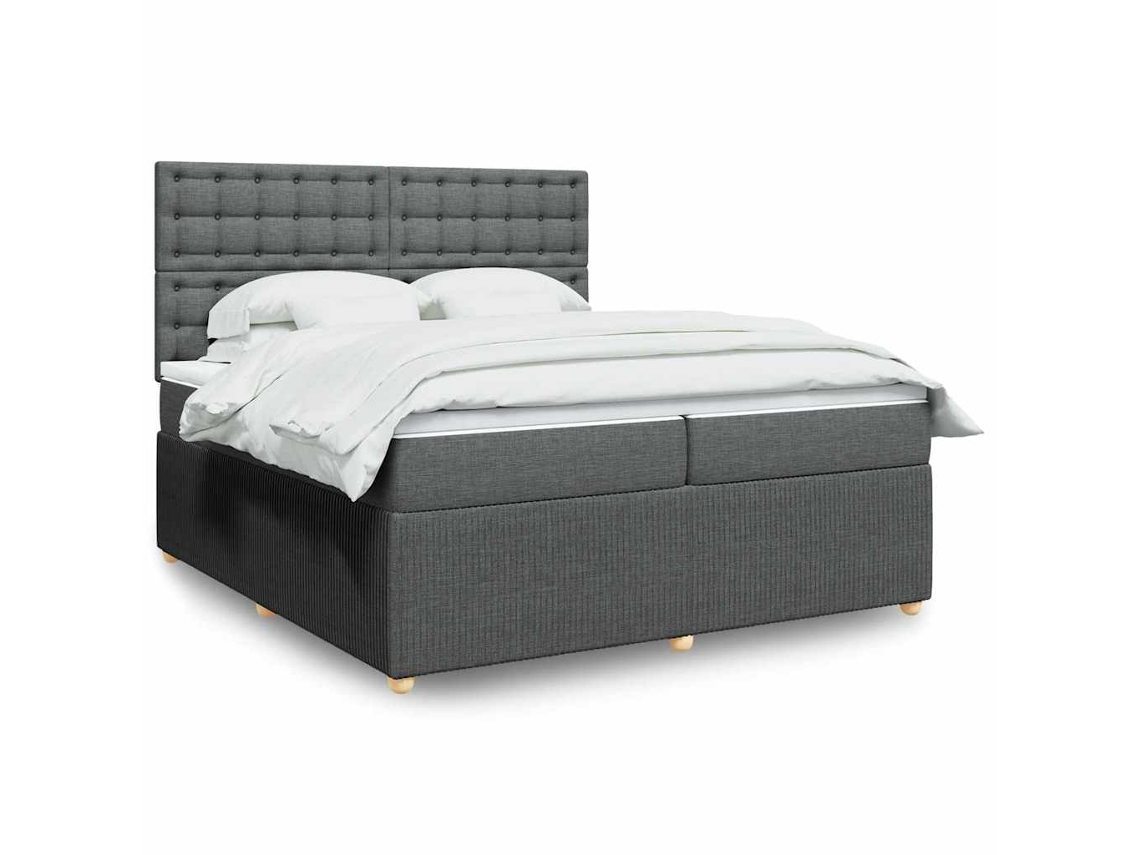 Vidaxl Cama com Molas/colchão 200x200 Cm Tecido Cinzento escuro