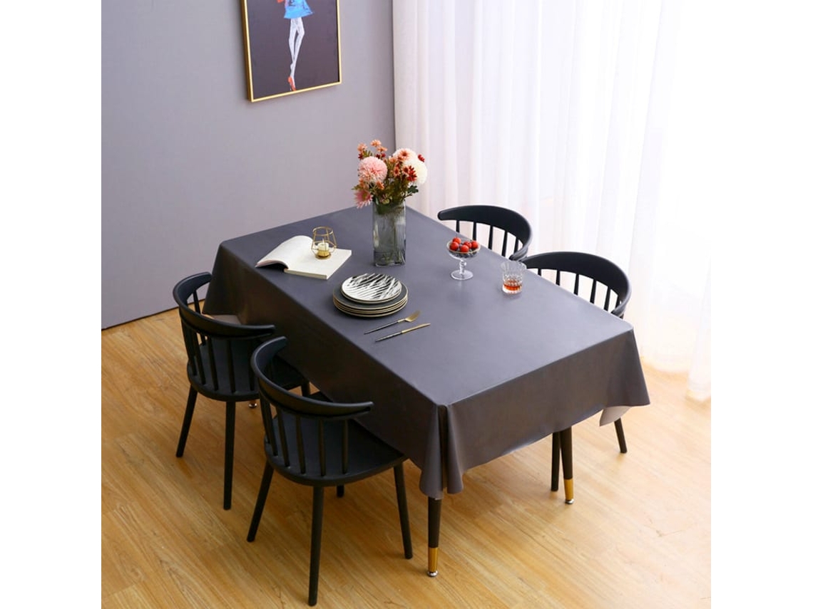 Mantel Retangular De Pvc 60x104 Polegadas Resistente À Água E Óleo Para Mesa De Jantar, Festa E Camping Cinza Phantom