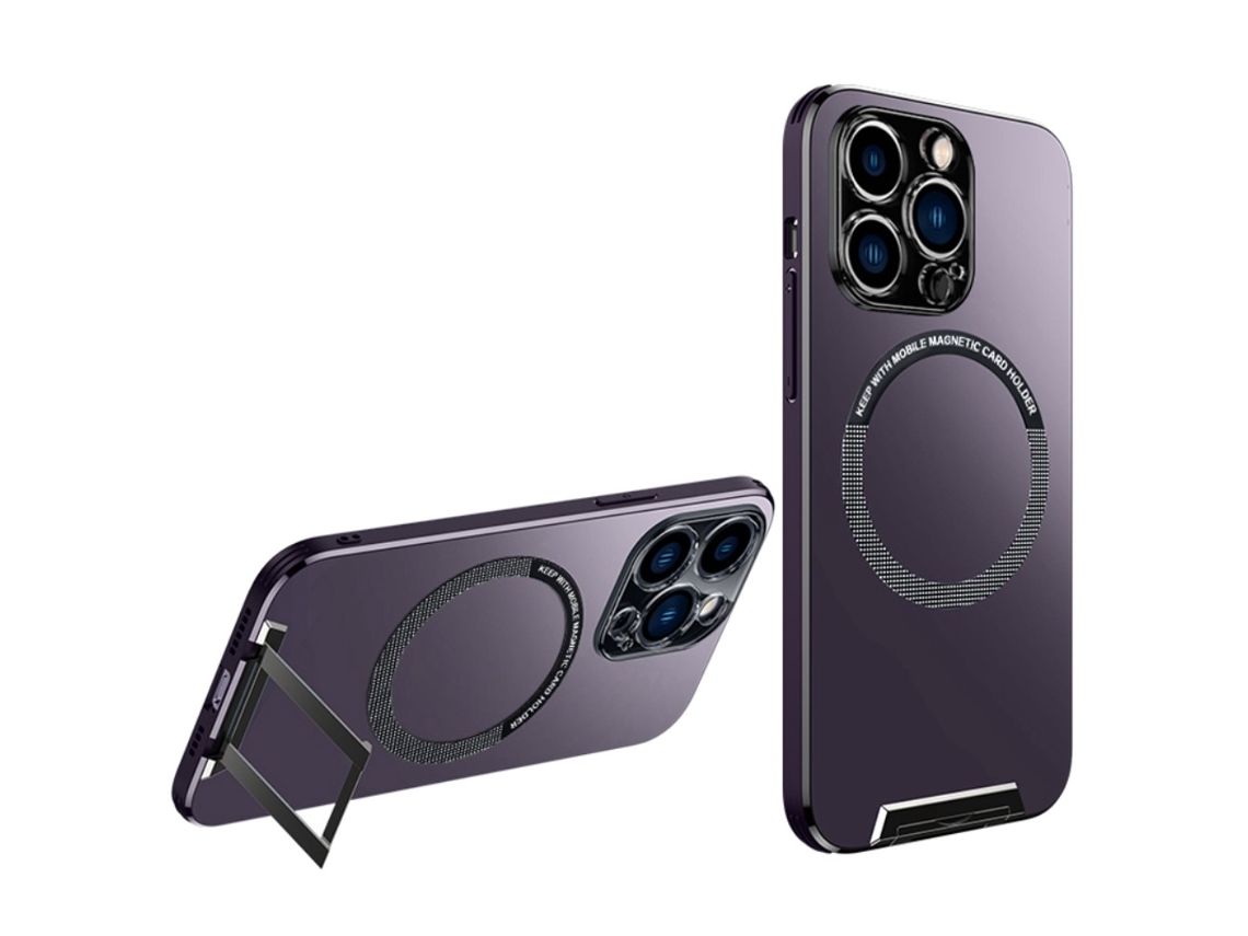 Suporte Casa Magsafe Para Iphone 14 Pro Pele Sintética Roxo