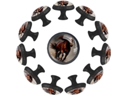 Puxadores E Botões Redondos Para Gavetas Armários, Conjunto De 12 Peças, Com Desenho De Cavalo Marrom, Ideais Para