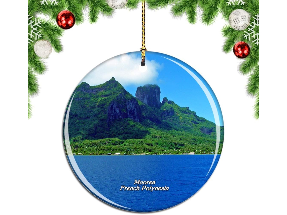 Baía de Opunohu, Moorea, Polinésia Francesa, Enfeite de Árvore para Pendurar, Decoração, Cidade e Viagem