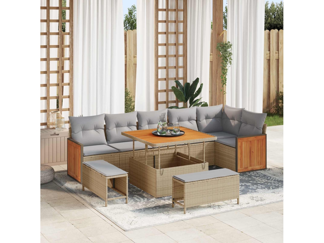Vidaxl Conjunto De Sofá De Jardim 9 Unid. 9-número De Lugares