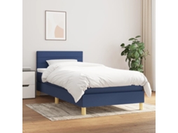 Vidaxl Cama Com Molas/colchão 100x200 Cm Tecido Azul