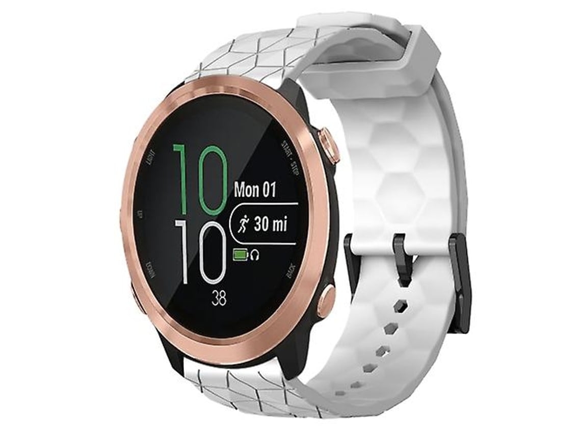 Lurelia Pulseira De Silicone Cor Sólida Com Padrão Futebol 20 Mm, Compatível Garmin Forerunner 645 Music (branca)