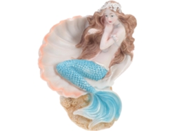 Estatueta Sereia Resina Estátua Decorativa Concha Pequena Escultura Feita Objeto Decorativo Escritório Aquário GOKOCO