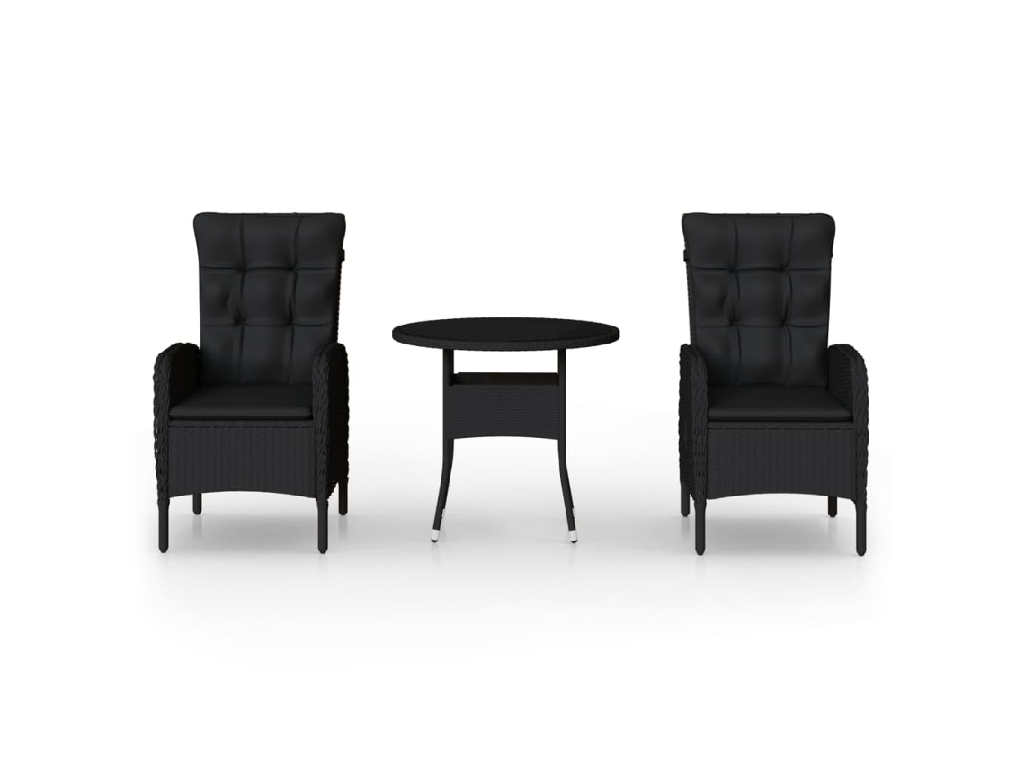 Bistro Set, Bistro Sets Vidaxl Preto Rattan / Vime (ø 80 Cm Table)