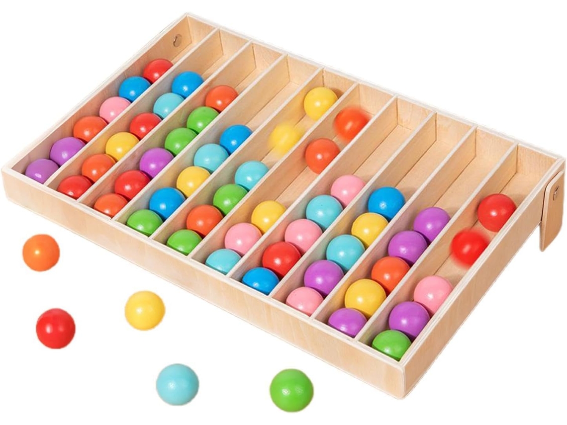 Brinquedo De Classificação Cores, Jogo Tabuleiro Stem Madeira Com