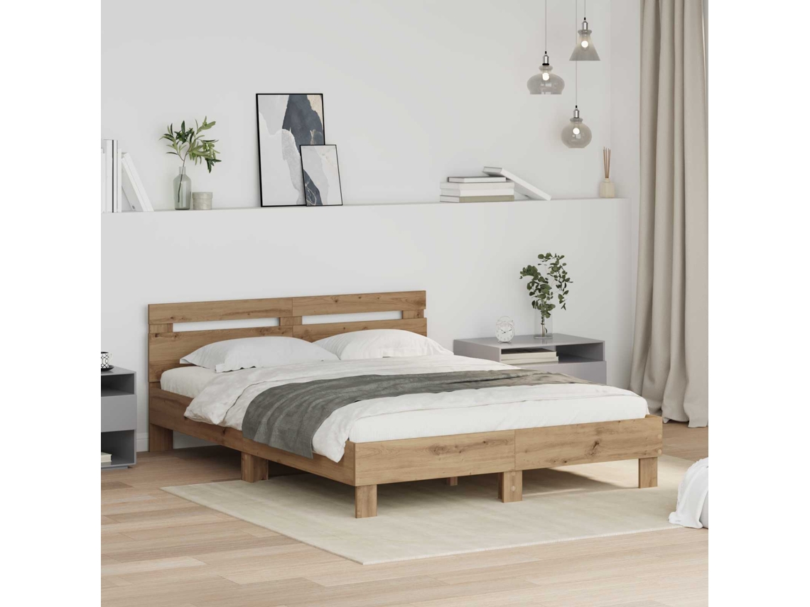 Vidaxl Estrutura Da Cama Carvalho Artesanal 140 X 200 Cm
