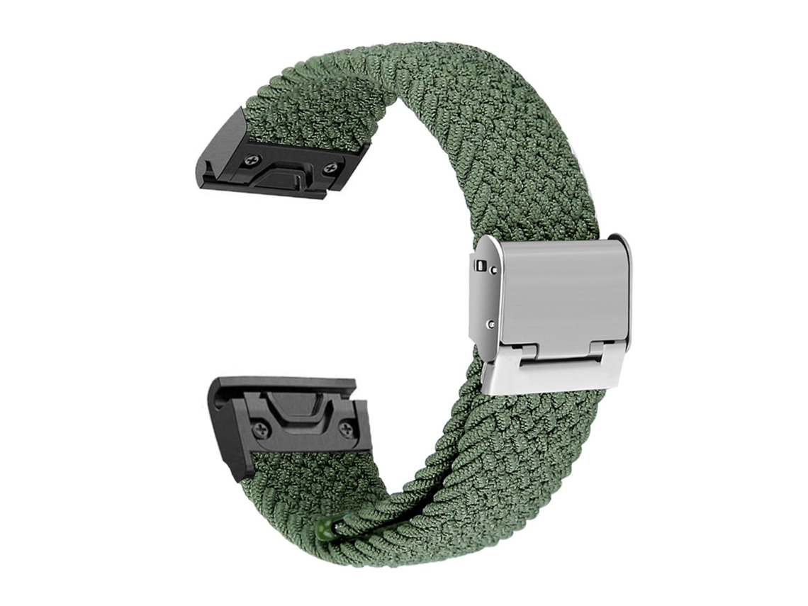 Bracelete entrançada Solo loop ajustável para Garmin foretrex 601 Verde