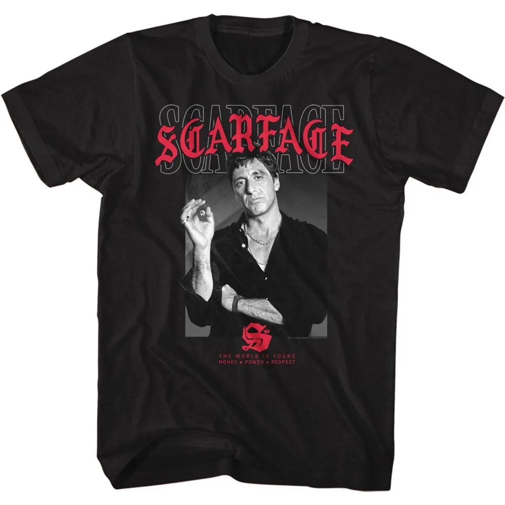 Rockinstone Scarface Movie Text Layering 2 Black Adult T-shirt Size:m