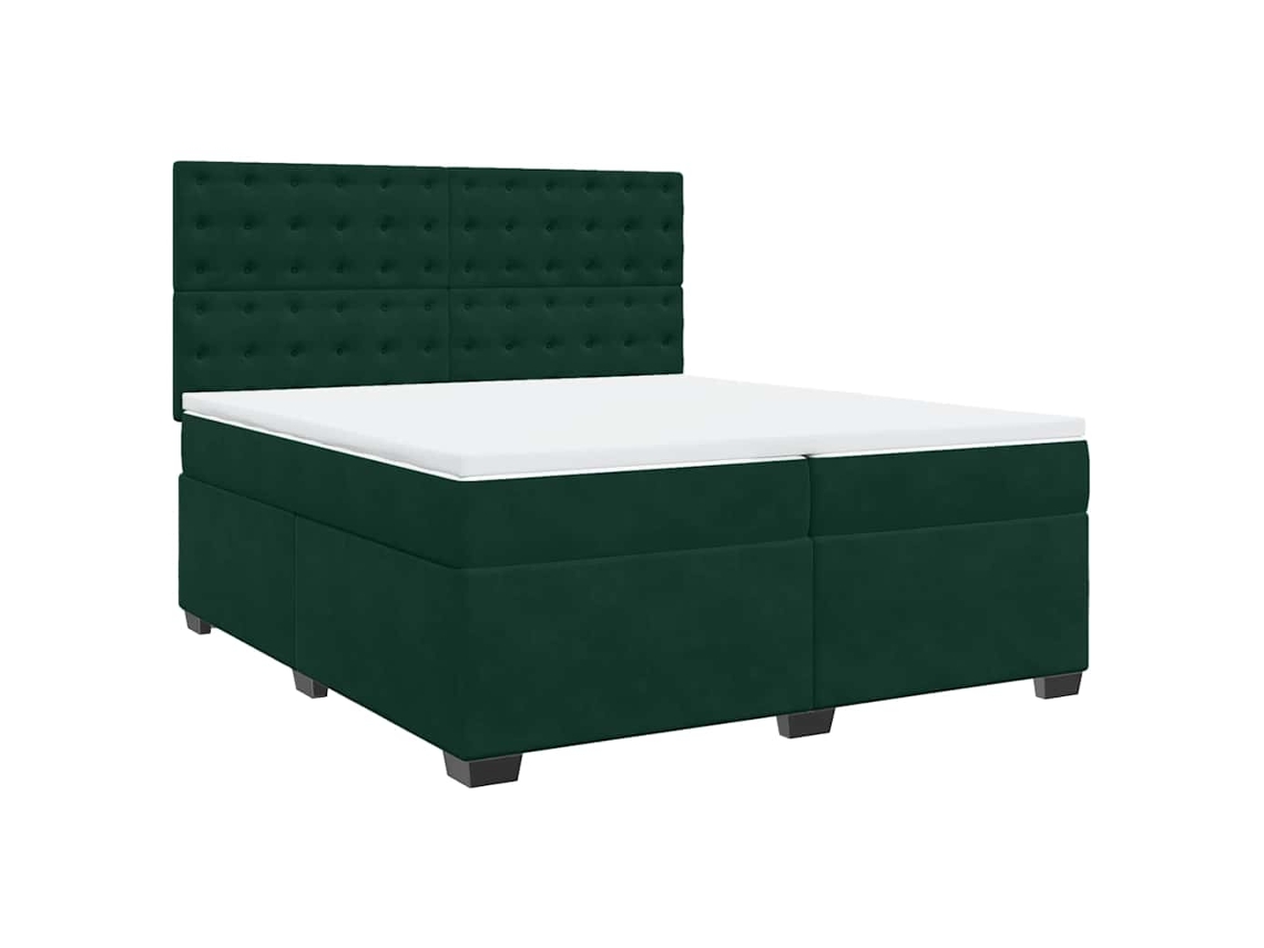 Cama com Molas/colchão 200x200 Cm Veludo Verde escuro MAISON EXCLUSIVE