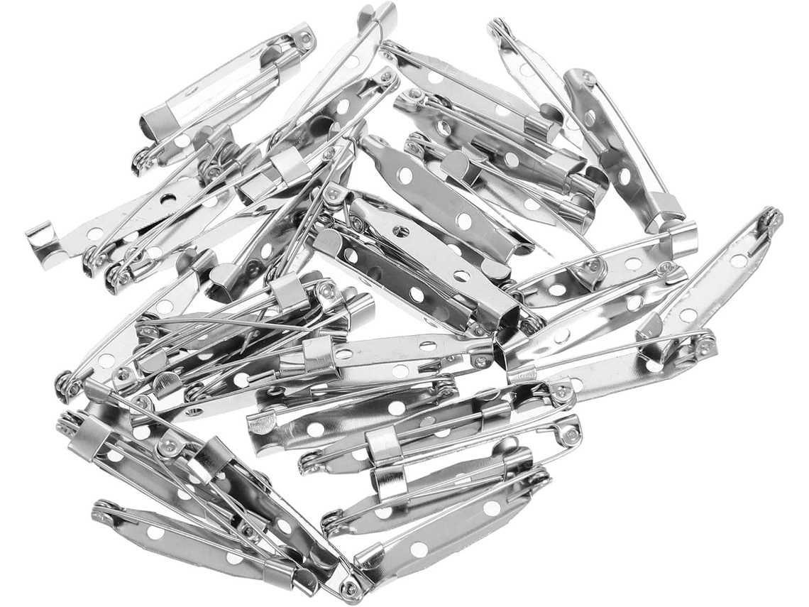 50 pinos de metal banhados a ouro com trava de segurança e parafusos para fácil fixação, ideais para projetos de bricolagem e