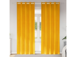 Vidaxl Cortinas Opacas 2 Unid. Amarelo-mostarda 140 X 245 Cm Veludo