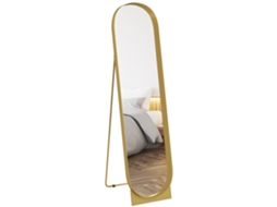 Espelho De Chão Moderno Com Moldura De Metal, Para Instalação Independente Ou Na Parede, 40x150 Cm, Dourado.