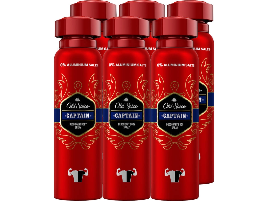 Pack de 6 Desodorizantes OLD SPICE Spray Captain (150 ml)