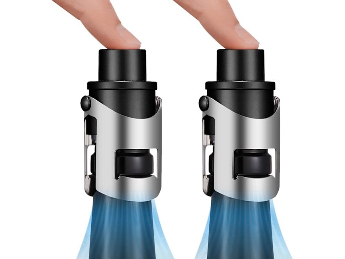 Conjunto De 2 Tampas Para Champanhe, Seladoras A Vácuo Para Vinho Espumante, Aço Inoxidável, Pretas