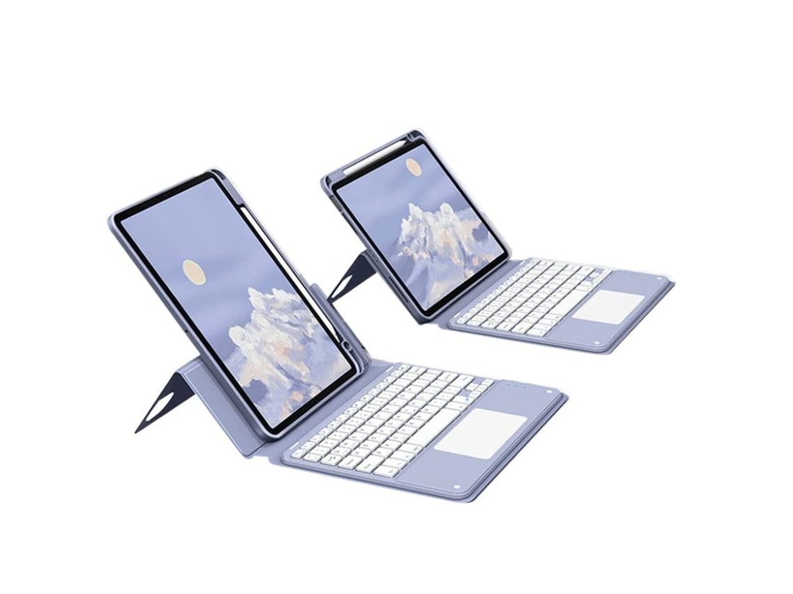 Lurelia Capa Com Teclado Bluetooth Para Ipad 8 10.2 Com O Design Giratório Magnético Gira Horizontal E Verticalmente, Layout Pt, Cinza