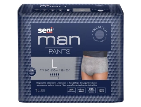 Fralda Incontinente Seni Man Pants 5, Tamanho Grande, 10 Unidades. Tzmo