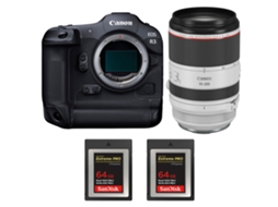 Eos R3 + Rf 70 200mm F/2.8 L Is Usm + 2 Sandisk 64gb Extreme Pro Cfexpress Type B + Ebook “20 Dicas para Fotos Que Impressionam” CANON