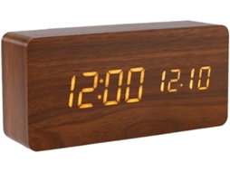Relógio De Mesa Digital De Madeira Hplive Com Grande Visor Led Para Hora, Data, Temperatura, Despertador Com E