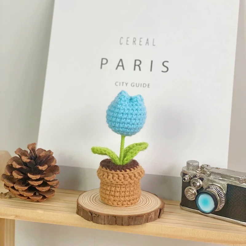 Lindos Vasos De Plantas De Crochê E Plantas Artificiais De Tricô.