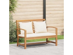 Vidaxl Banco Marrom E Creme 110 X 66 X 76 Cm Madeira De Teca Sólida