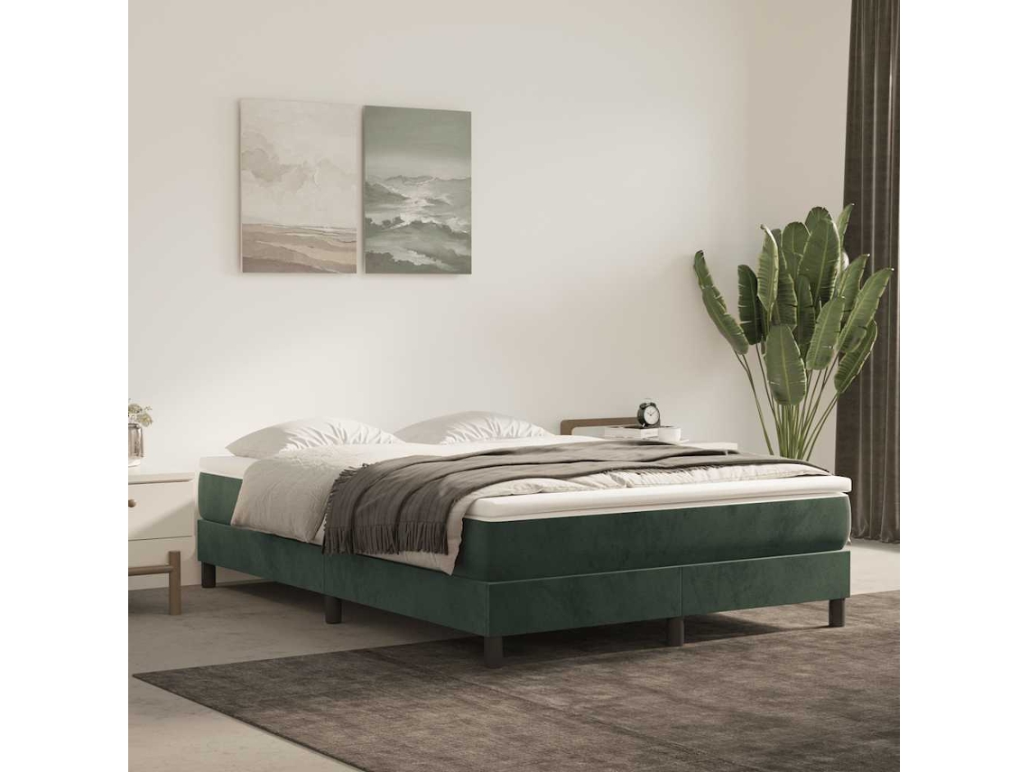 Vidaxl Colchão De Molas Ensacadas Firmeza Média 140x210x20 Cm Veludo Verde-escuro