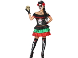 Fato de Mulher DISFRAZZES Catrina Verde E Vermelho (Tam: S)
