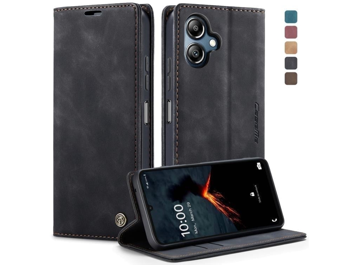 Capa Para Samsung Galaxy A07 Multifuncional Horizontal De Couro Preta
