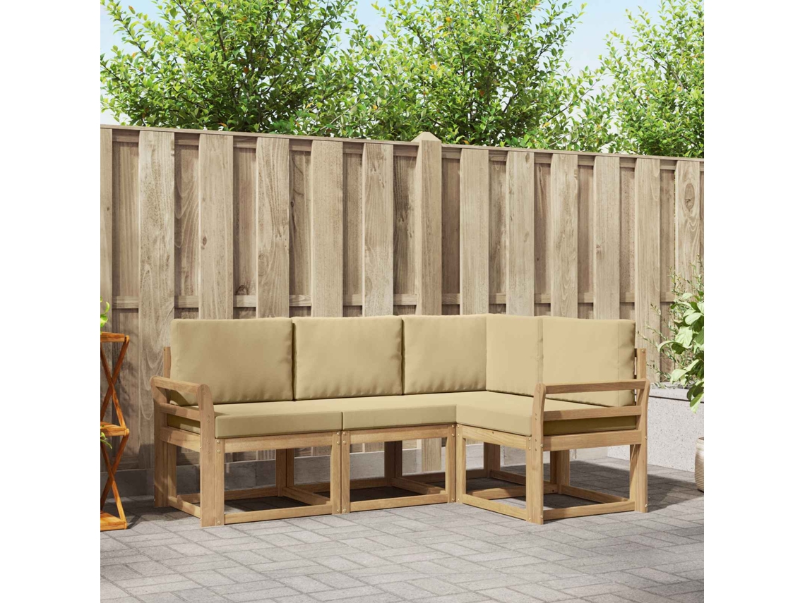 Vidaxl Conjunto De Sofás Para Exterior 4 Unid. Branco E Bege