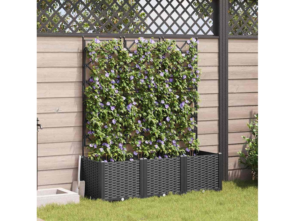 Vidaxl Vaso De Jardim 3 Unid. Preto 120 X 40 X 143 Cm Pp