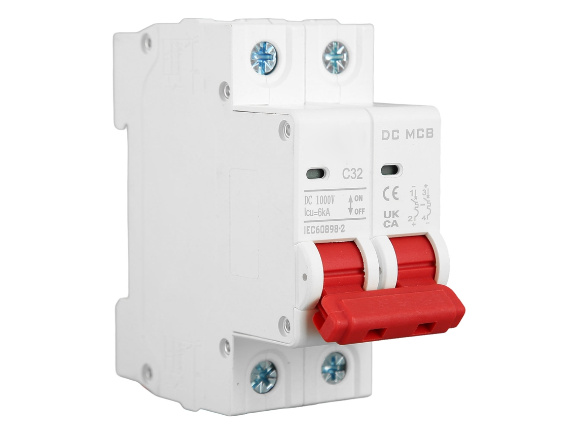 Veloriskku disjuntor de Circuito Miniatura Dc 2p 32a 1000v 6000a para Sistema Solar Pv Din Rail