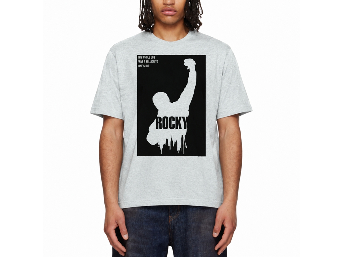 Rockinstone Rocky Movie Blocked Out Heather Gray Adult T-shirt Size:xxl