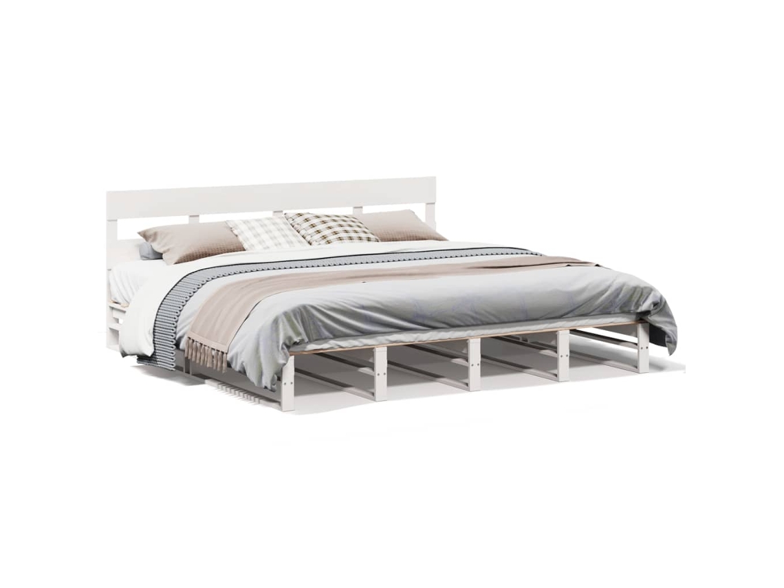 Bed Frame, Bed Frames Vidaxl Branco Madeira De Pinho (200 X 200 Cm)