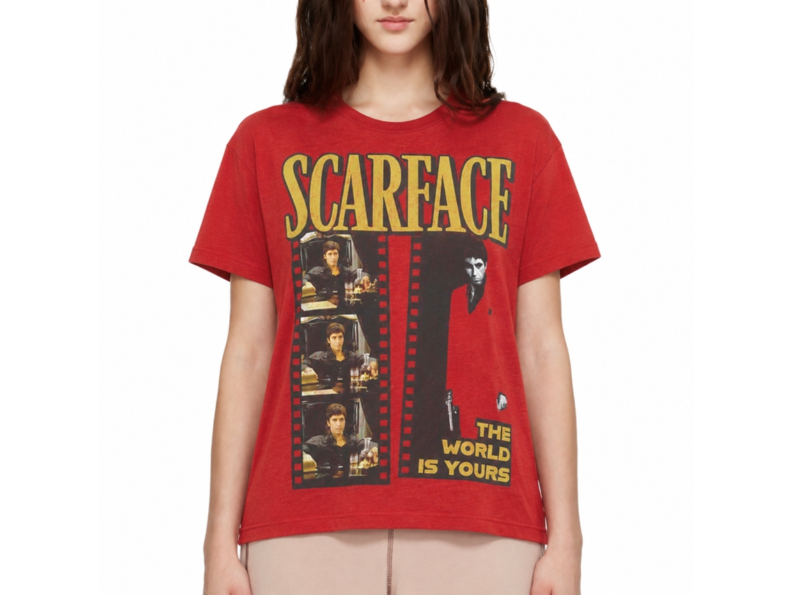 Rockinstone Scarface Film Strip Red Heather T-shirt Size:xl