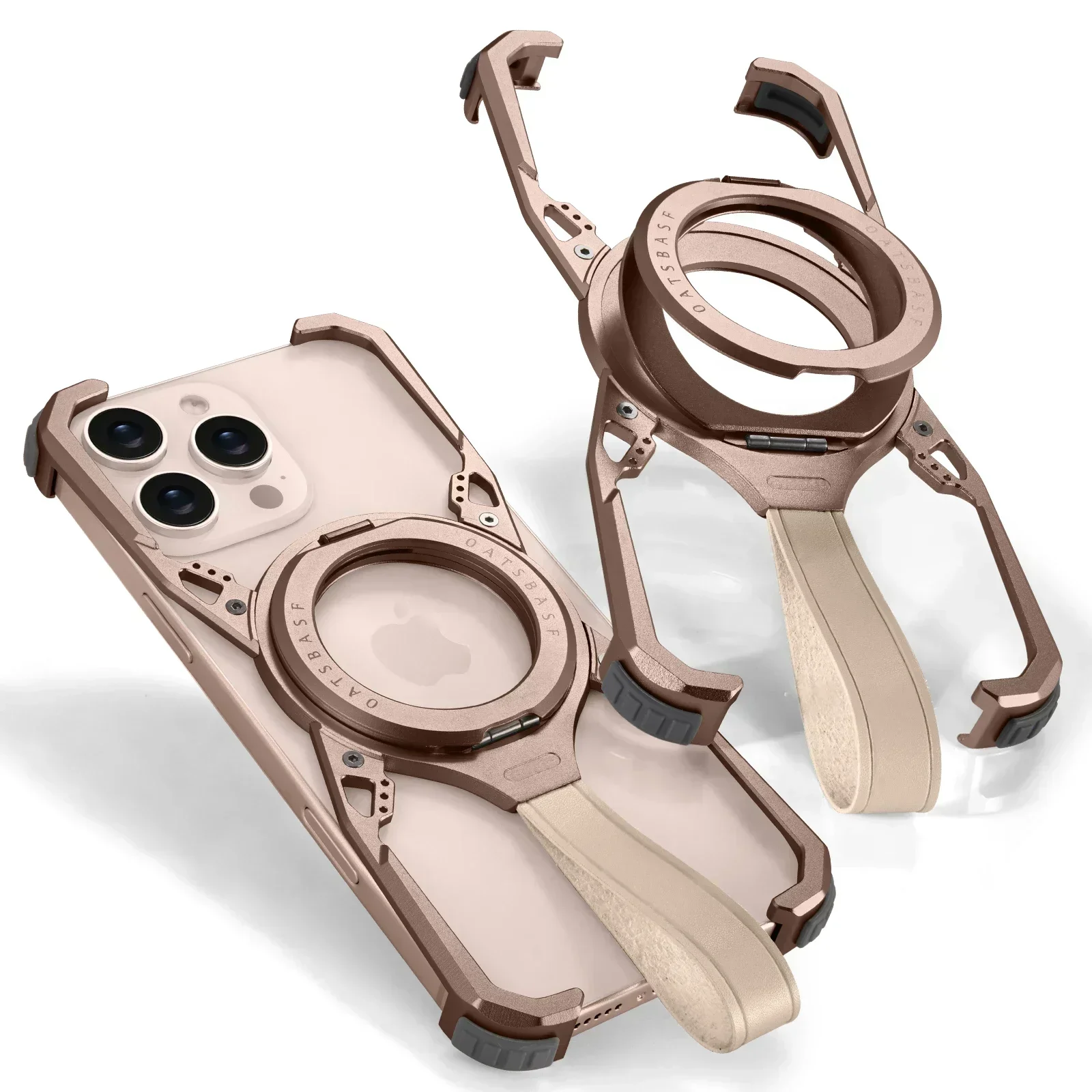 Capa Para Celular Sem Moldura (metal Do Deserto), Magsafe, Suporte Giratório 360°, Compatível Com Carregamento Sem Fio.