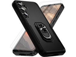 Capa Para Samsung Galaxy A57 5g Com 2 Protetores De Ecrã De Vidro Temperado Preto Hexinyigjly