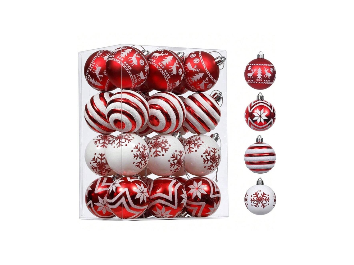 Bola De Natal Estilo Novo Pintada, Acessório De Pingente De Decoração De Natal, Pintada À Mão, 6cm, Pacote De 24. Igvtrade