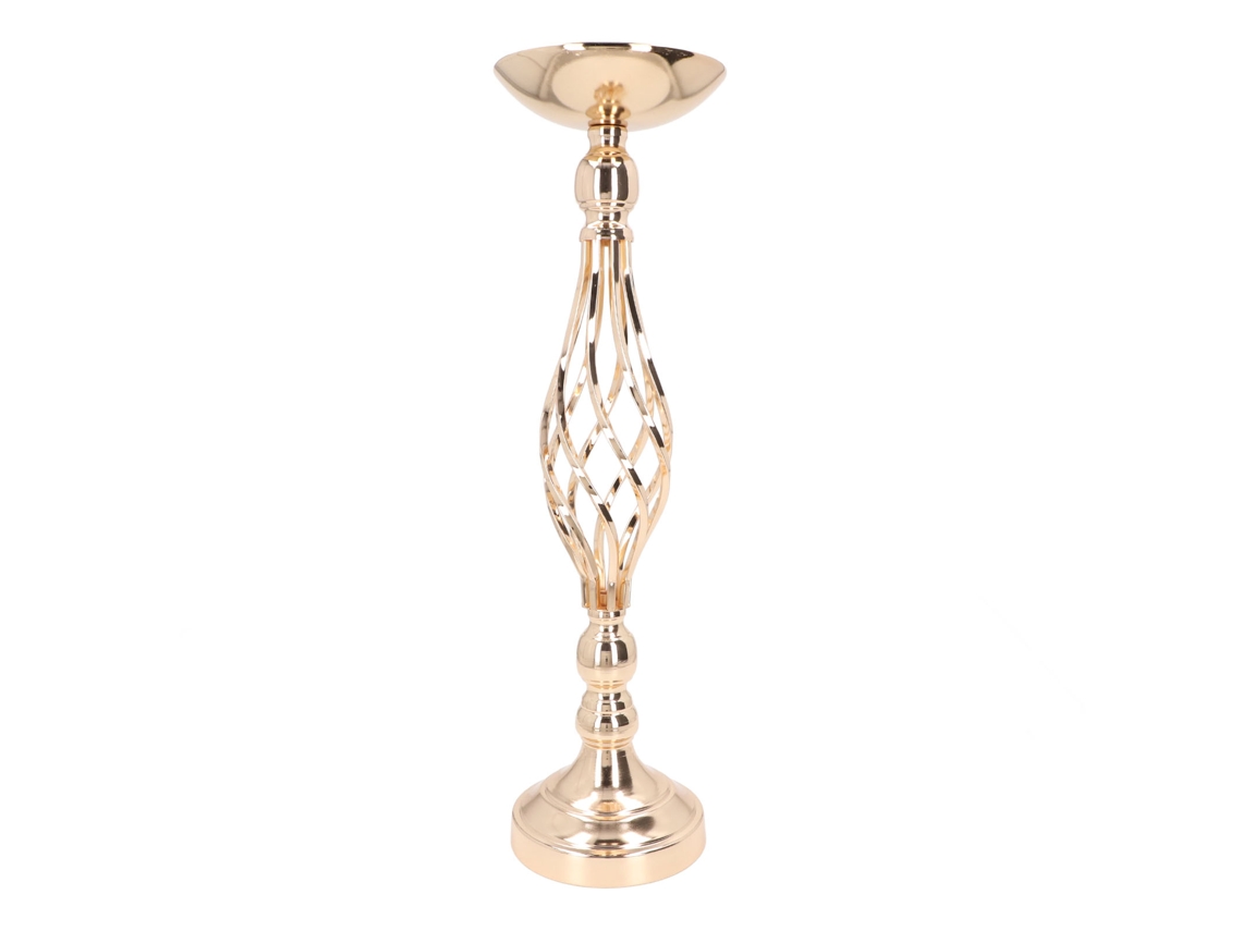 porta Velas de Mesa de Ferro com Design Torsionado, Ouro | S/MARCA