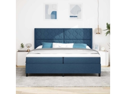 Vidaxl Cama Box Com Almofada Com Cabeceira Azul 200 X 200 Cm Tecido